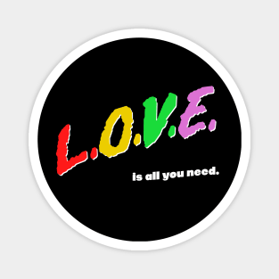 Love Is All You Need / Rainbow Retro Typography Design Magnet